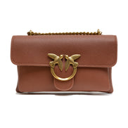 PINKO Brown Love Boucle Riga Mini Crossbody Bag