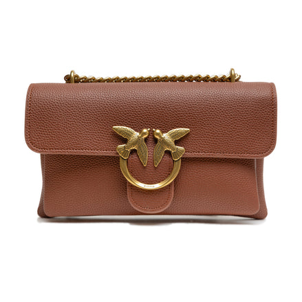 PINKO Brown Love Boucle Riga Mini Crossbody Bag
