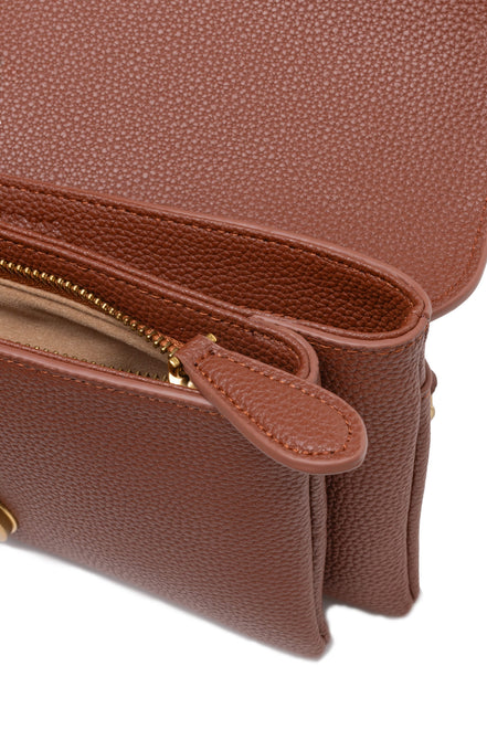 PINKO Brown Love Boucle Riga Mini Crossbody Bag