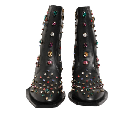 Bottes courtes pour homme Dolce & Gabbana noires ornées de cristaux