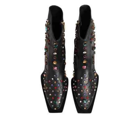 Bottes courtes pour homme Dolce & Gabbana noires ornées de cristaux