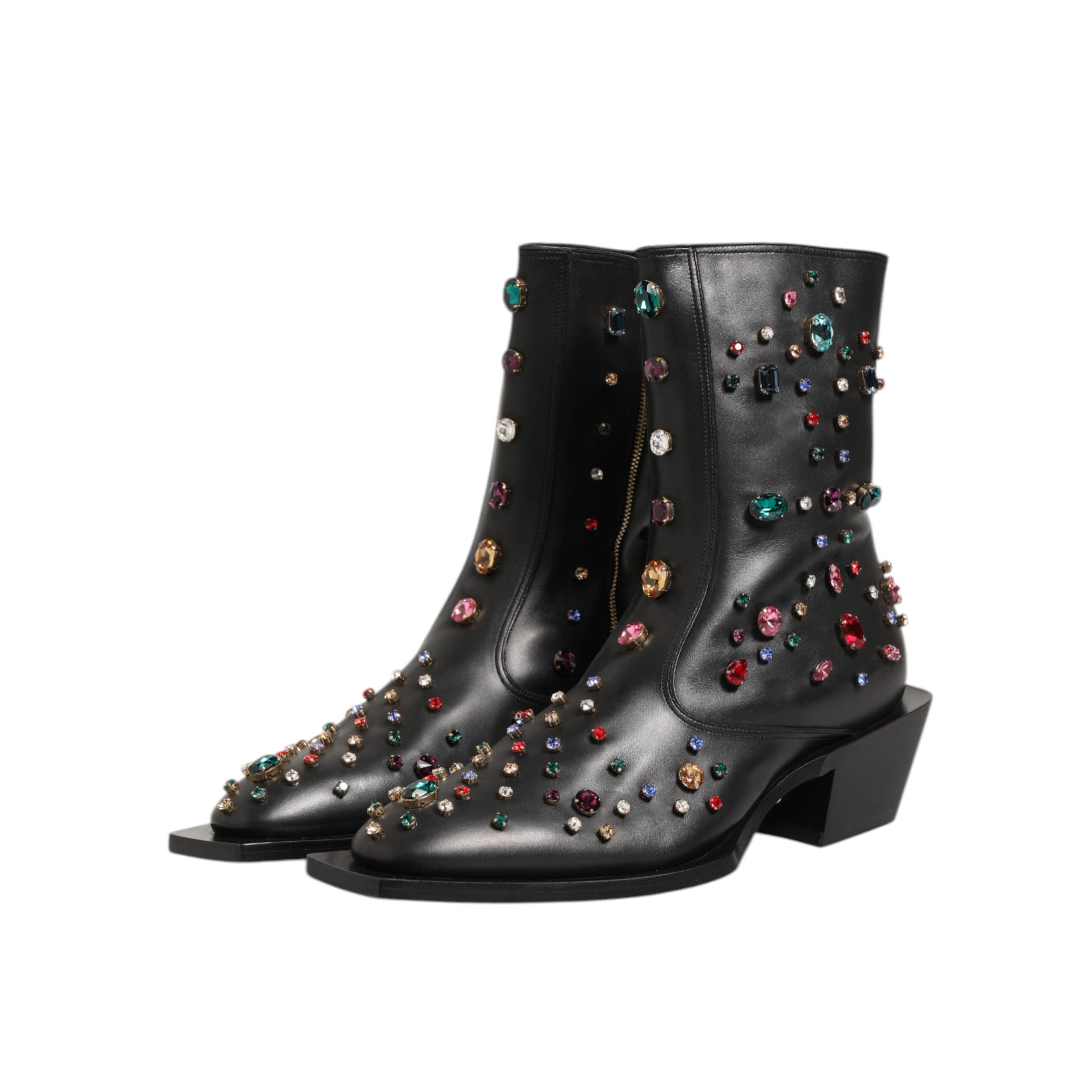 Bottes courtes pour homme Dolce & Gabbana noires ornées de cristaux