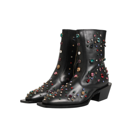 Bottes courtes pour homme Dolce & Gabbana noires ornées de cristaux