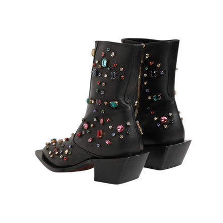 Bottes courtes pour homme Dolce & Gabbana noires ornées de cristaux