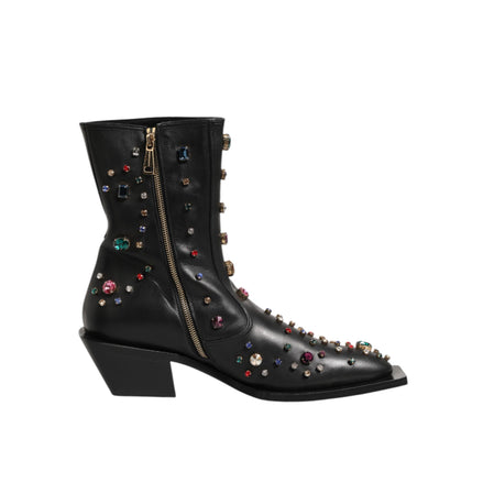 Bottes courtes pour homme Dolce & Gabbana noires ornées de cristaux
