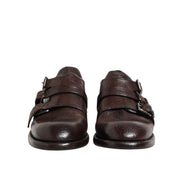Chaussures habillées Richelieu à boucle en cuir marron Dolce & Gabbana
