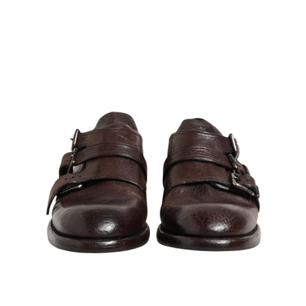 Chaussures habillées Richelieu à boucle en cuir marron Dolce & Gabbana