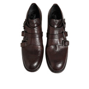 Chaussures habillées Richelieu à boucle en cuir marron Dolce & Gabbana