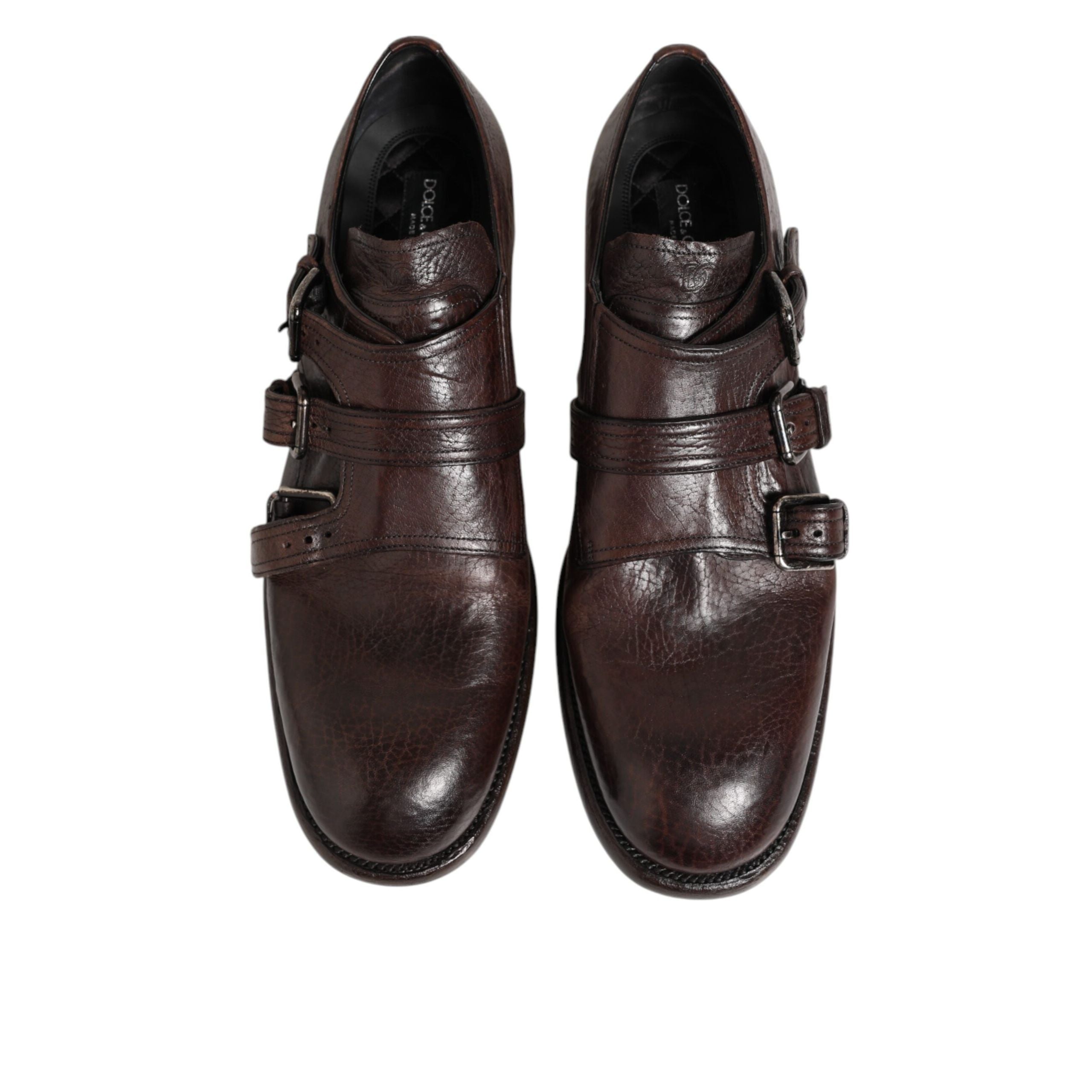 Chaussures habillées Richelieu à boucle en cuir marron Dolce & Gabbana