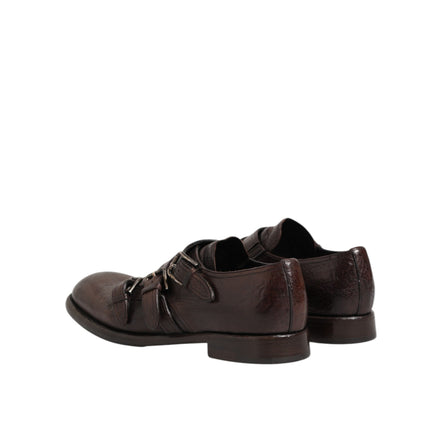 Chaussures habillées Richelieu à boucle en cuir marron Dolce & Gabbana