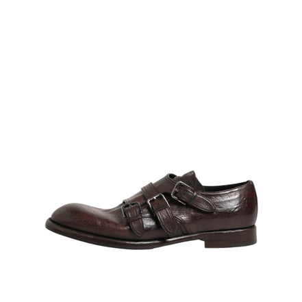 Chaussures habillées Richelieu à boucle en cuir marron Dolce & Gabbana