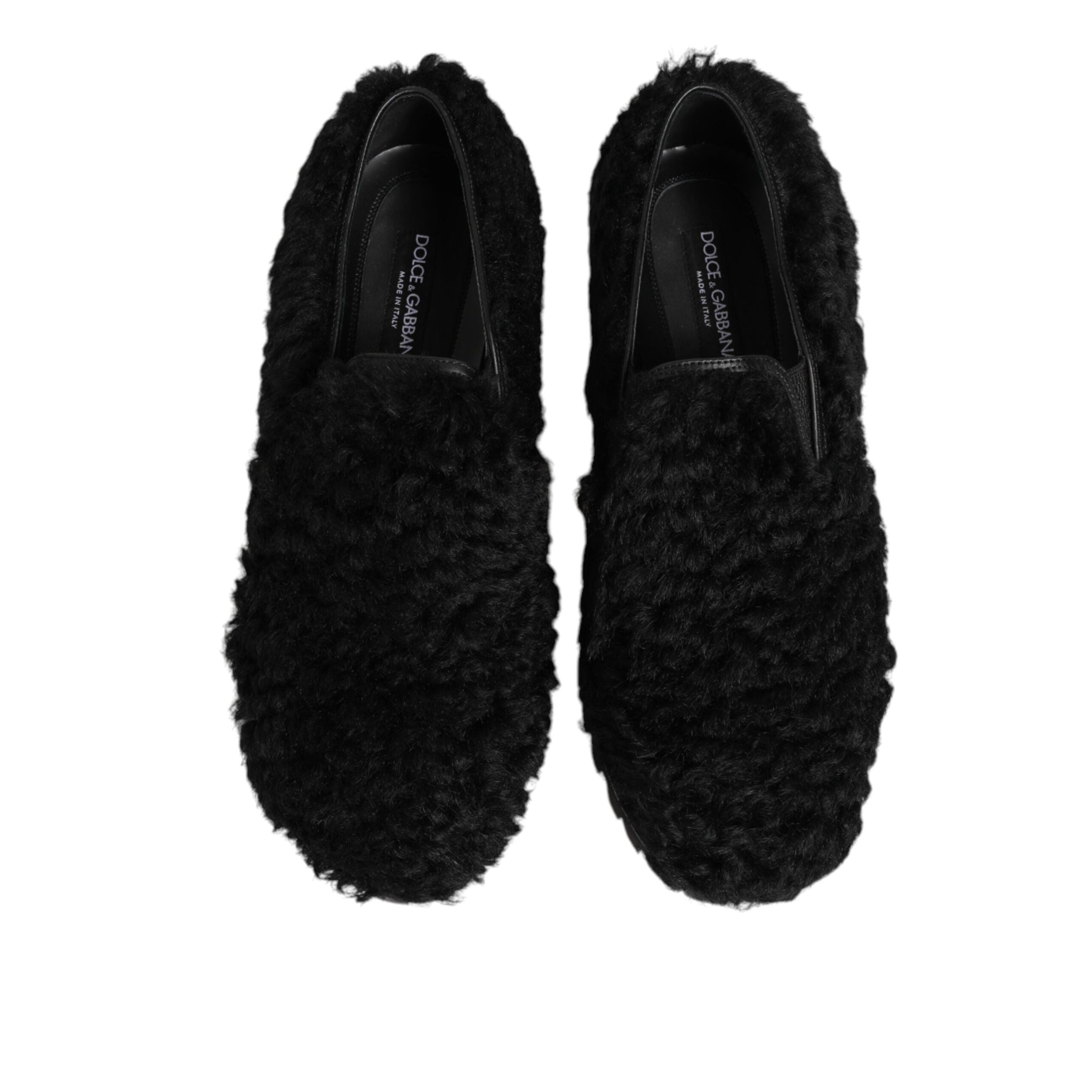 Chaussures Dolce & Gabbana Homme Mocassins en Cuir Noir et Fourrure