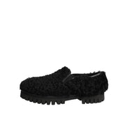 Chaussures Dolce & Gabbana Homme Mocassins en Cuir Noir et Fourrure