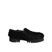 Chaussures Dolce & Gabbana Homme Mocassins en Cuir Noir et Fourrure