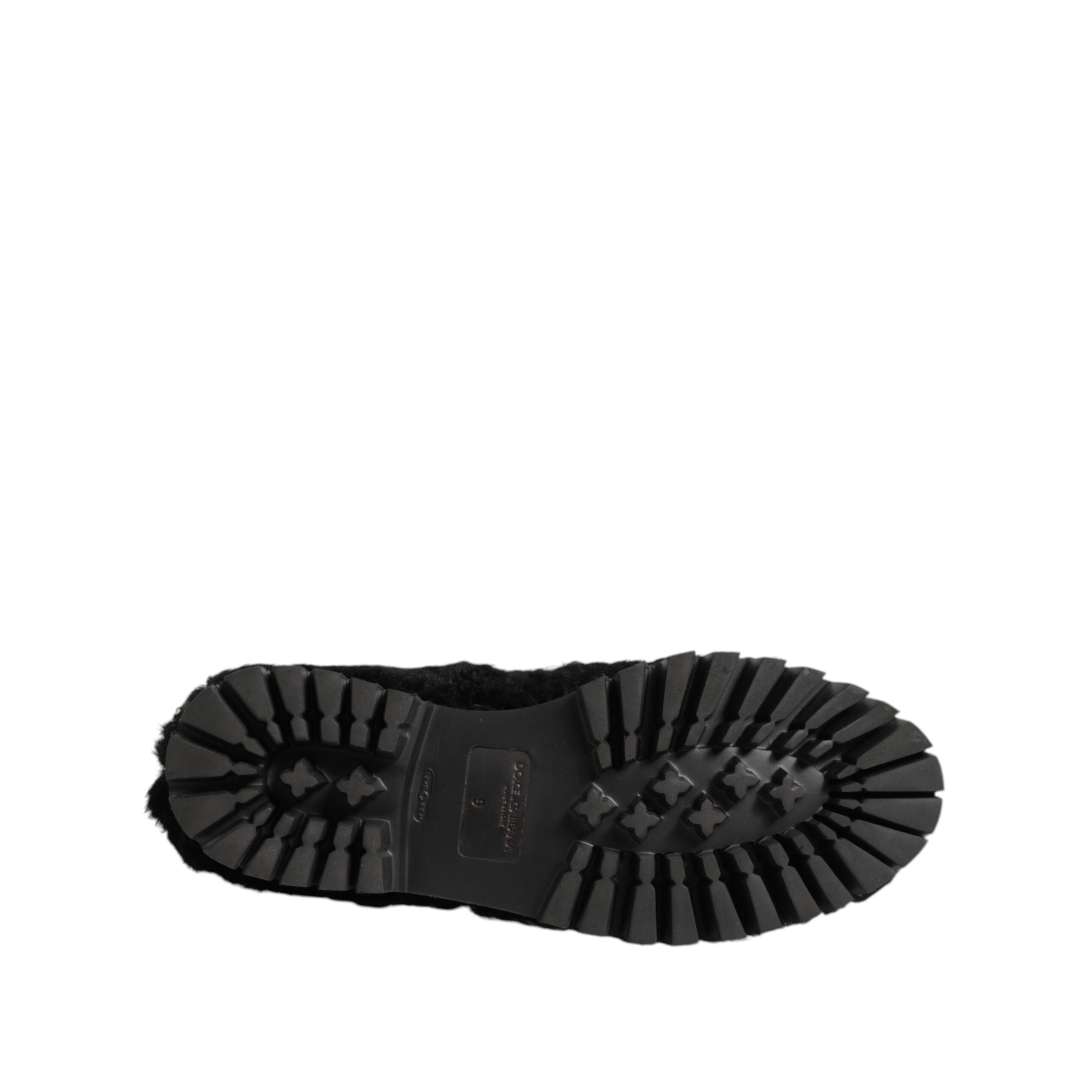 Chaussures Dolce & Gabbana Homme Mocassins en Cuir Noir et Fourrure