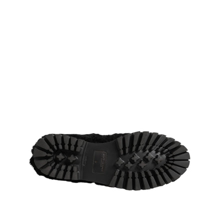Chaussures Dolce & Gabbana Homme Mocassins en Cuir Noir et Fourrure