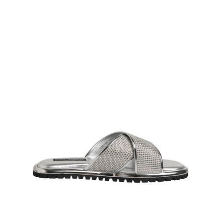 Dolce & Gabbana Ciabatte Piante Argento Strass Pantofole Scarpe