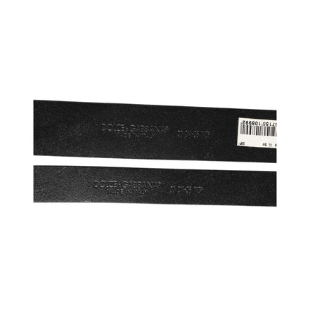 Ceinture Dolce & Gabbana en cuir noir à double sangle et boucle argentée