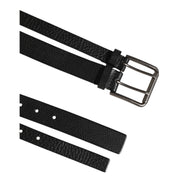 Ceinture Dolce & Gabbana en cuir noir à double sangle et boucle argentée