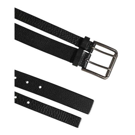 Ceinture Dolce & Gabbana en cuir noir à double sangle et boucle argentée