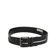 Ceinture Dolce & Gabbana en cuir noir à double sangle et boucle argentée