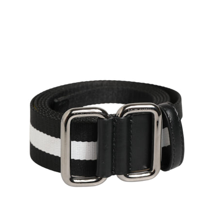 Ceinture Homme Dolce & Gabbana Rayée Noir et Blanc avec Boucle en Métal
