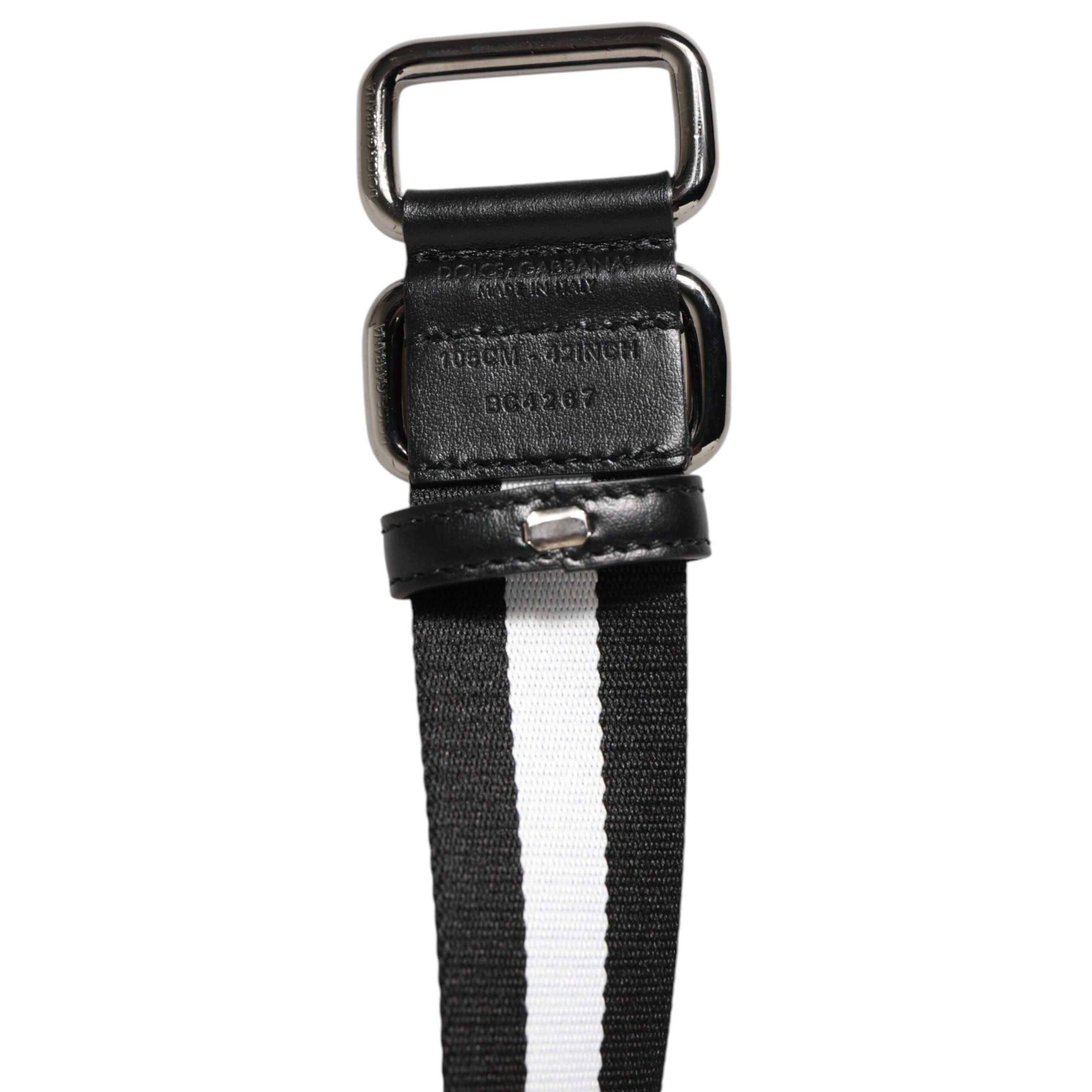 Ceinture Homme Dolce & Gabbana Rayée Noir et Blanc avec Boucle en Métal