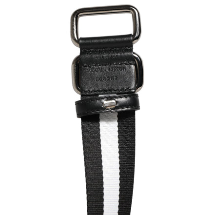 Ceinture Homme Dolce & Gabbana Rayée Noir et Blanc avec Boucle en Métal