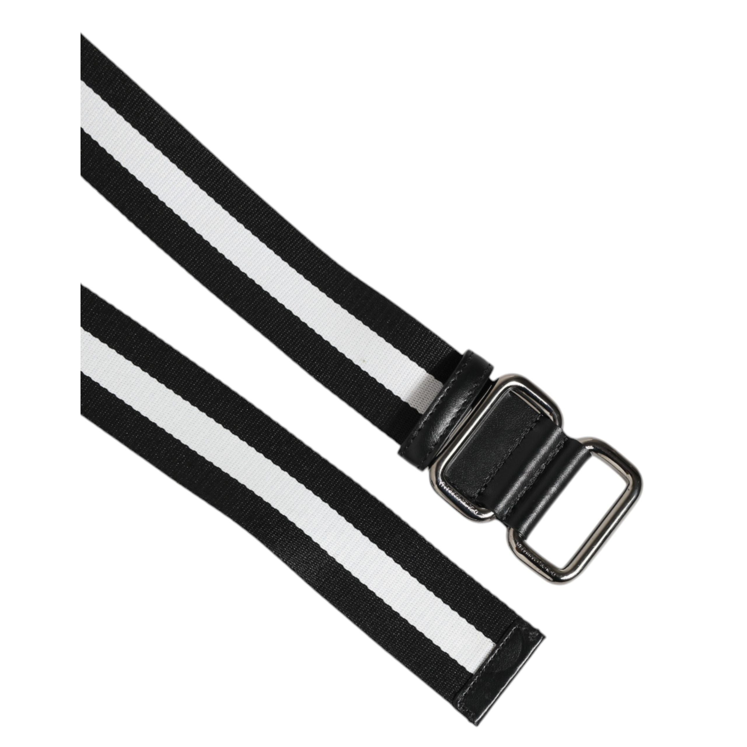 Ceinture Homme Dolce & Gabbana Rayée Noir et Blanc avec Boucle en Métal