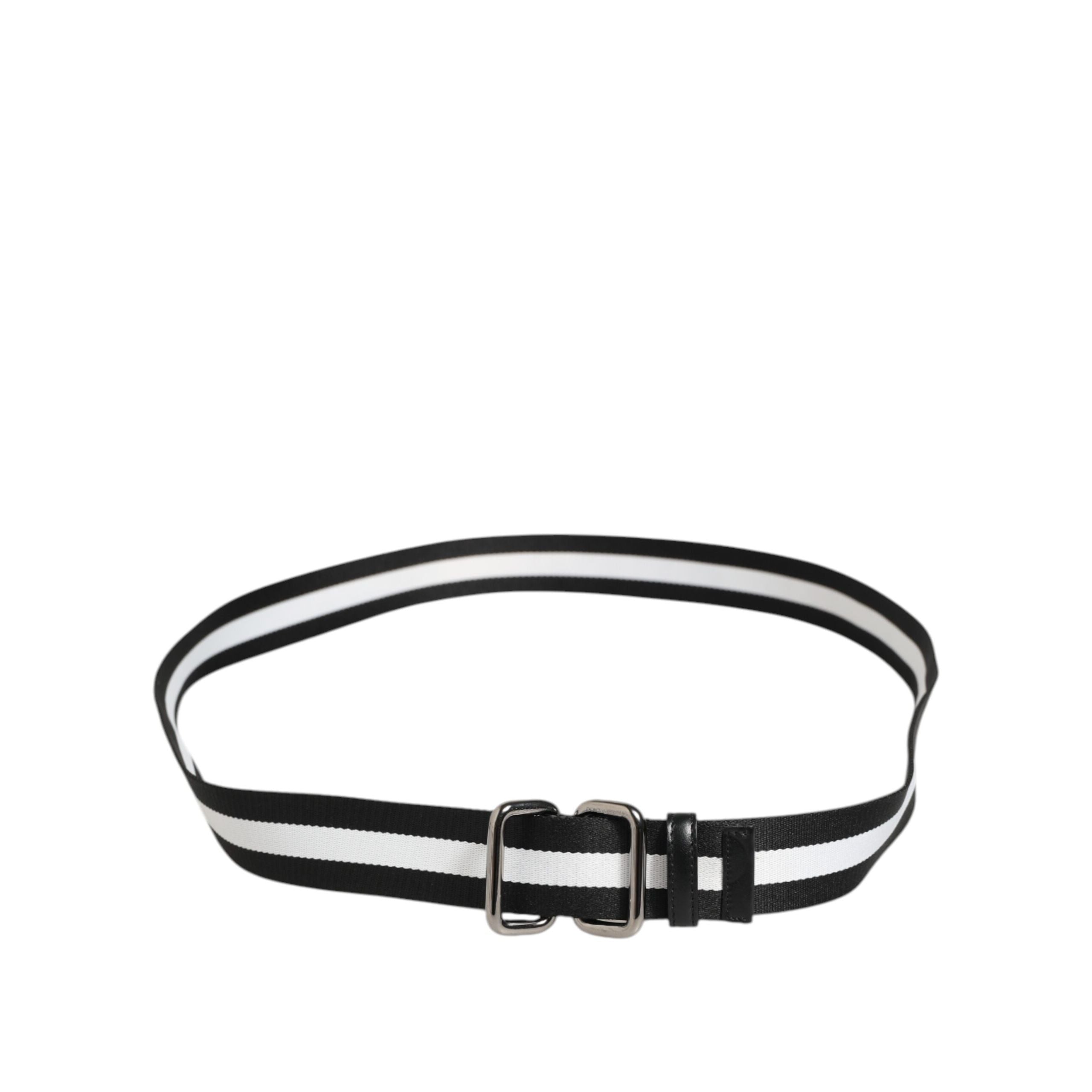 Ceinture Homme Dolce & Gabbana Rayée Noir et Blanc avec Boucle en Métal