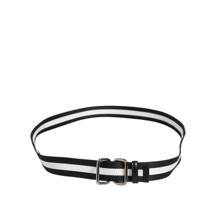 Ceinture Homme Dolce & Gabbana Rayée Noir et Blanc avec Boucle en Métal