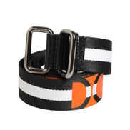 Ceinture Dolce & Gabbana noire et blanche à rayures avec boucle en métal logo