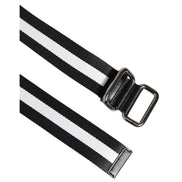 Ceinture Dolce & Gabbana noire et blanche à rayures avec boucle en métal logo