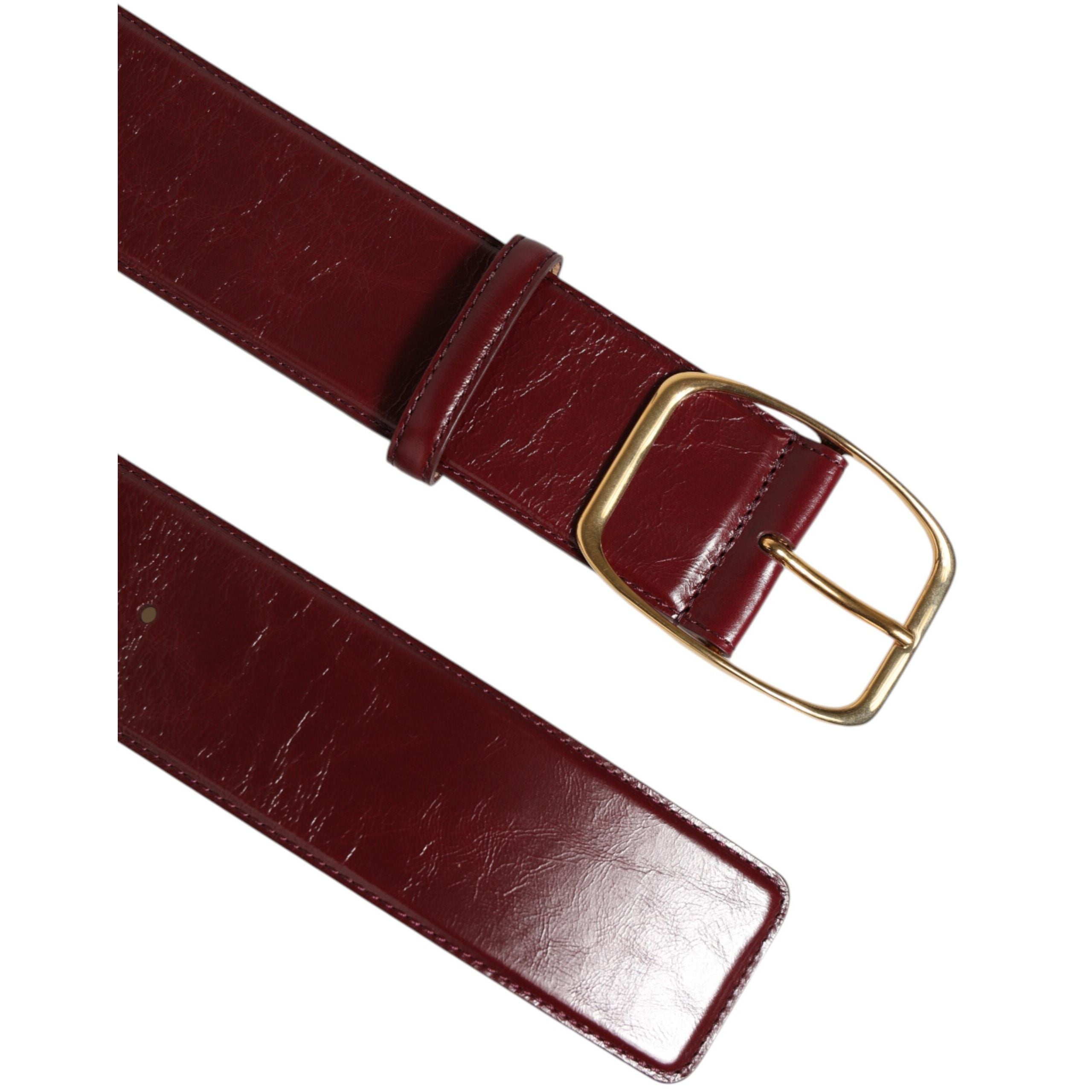 Cintura da donna Dolce & Gabbana in pelle bordeaux con fibbia in metallo dorato