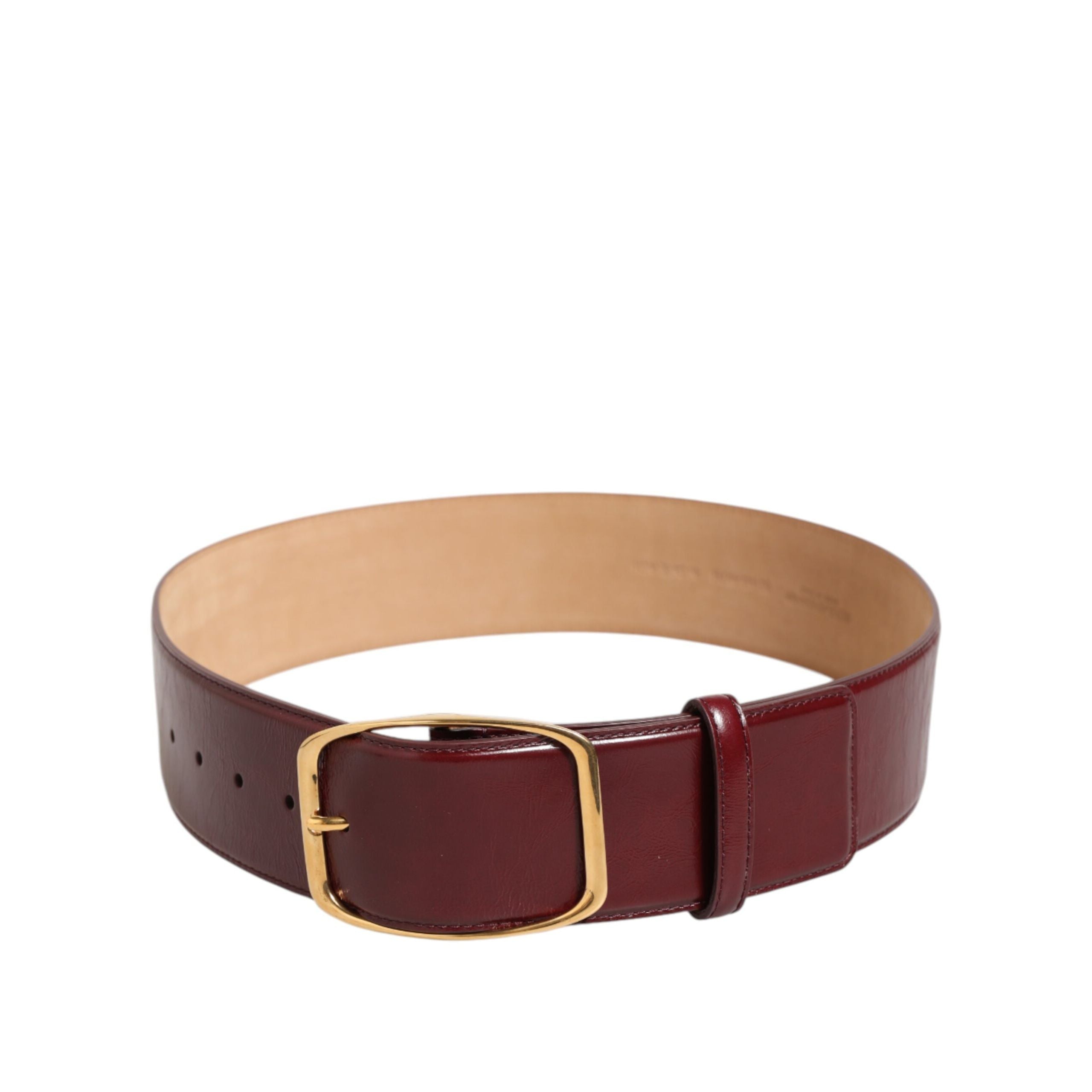Cintura da donna Dolce & Gabbana in pelle bordeaux con fibbia in metallo dorato