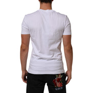 Dolce & Gabbana T-shirt Girocollo Uomo in Cotone Bianco con Stampa Logo