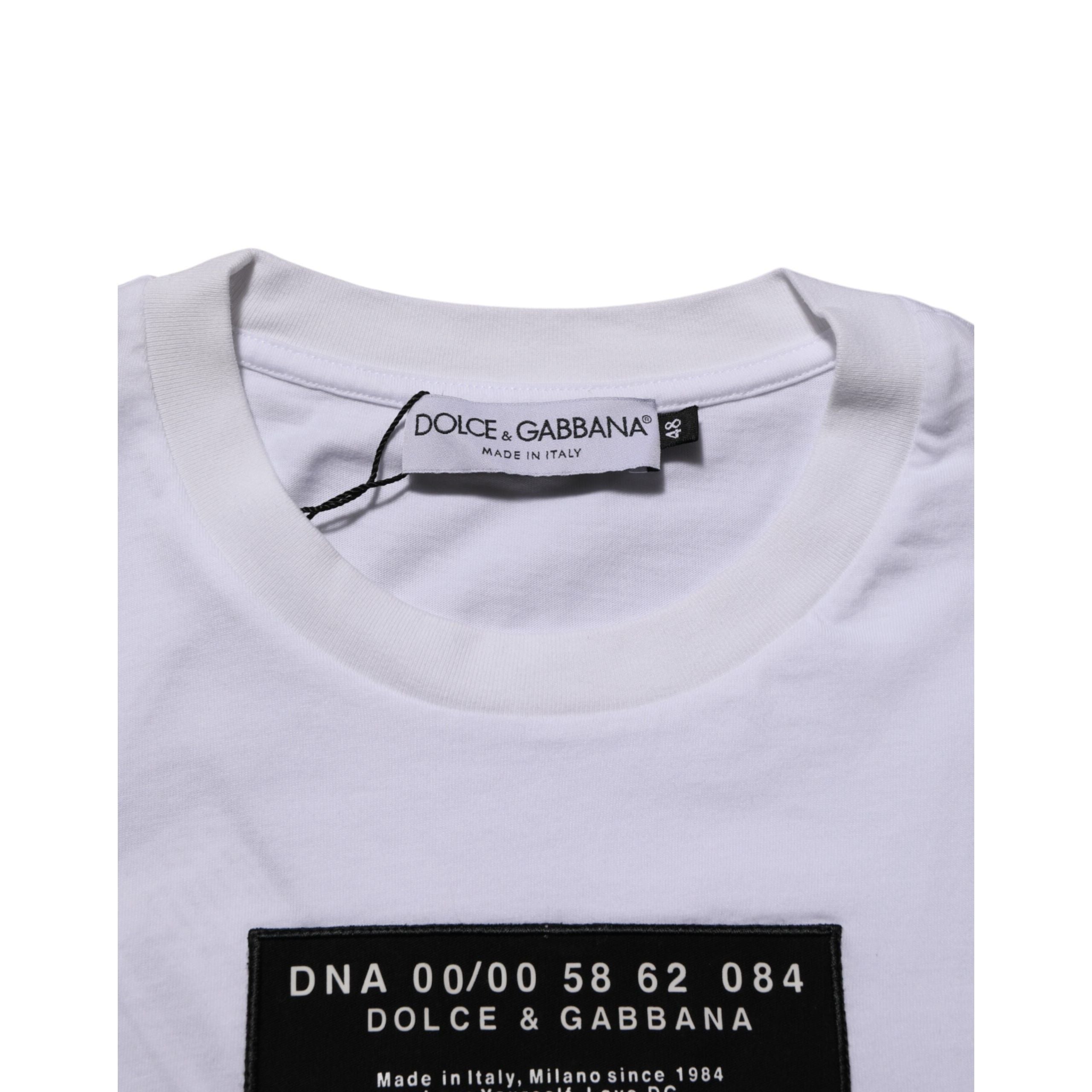 Dolce & Gabbana T-shirt Girocollo Uomo in Cotone Bianco con Stampa Logo