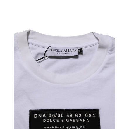 Dolce & Gabbana T-shirt Girocollo Uomo in Cotone Bianco con Stampa Logo