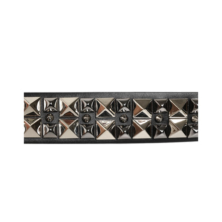 Ceinture Dolce & Gabbana en Cuir de Veau Noir avec Boucle Argentée Cloutée