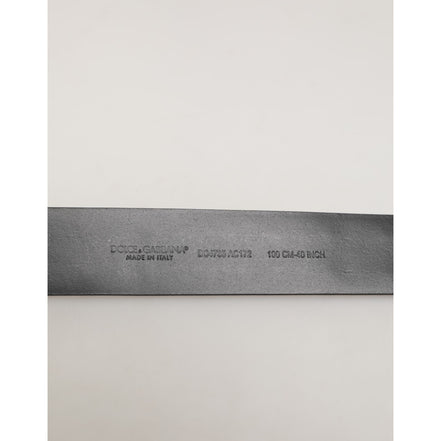 Ceinture Dolce & Gabbana en Cuir de Veau Noir avec Boucle Argentée Cloutée