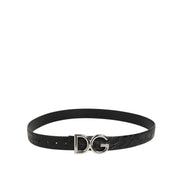 Ceinture en cuir exotique noir avec boucle logo DG Dolce & Gabbana