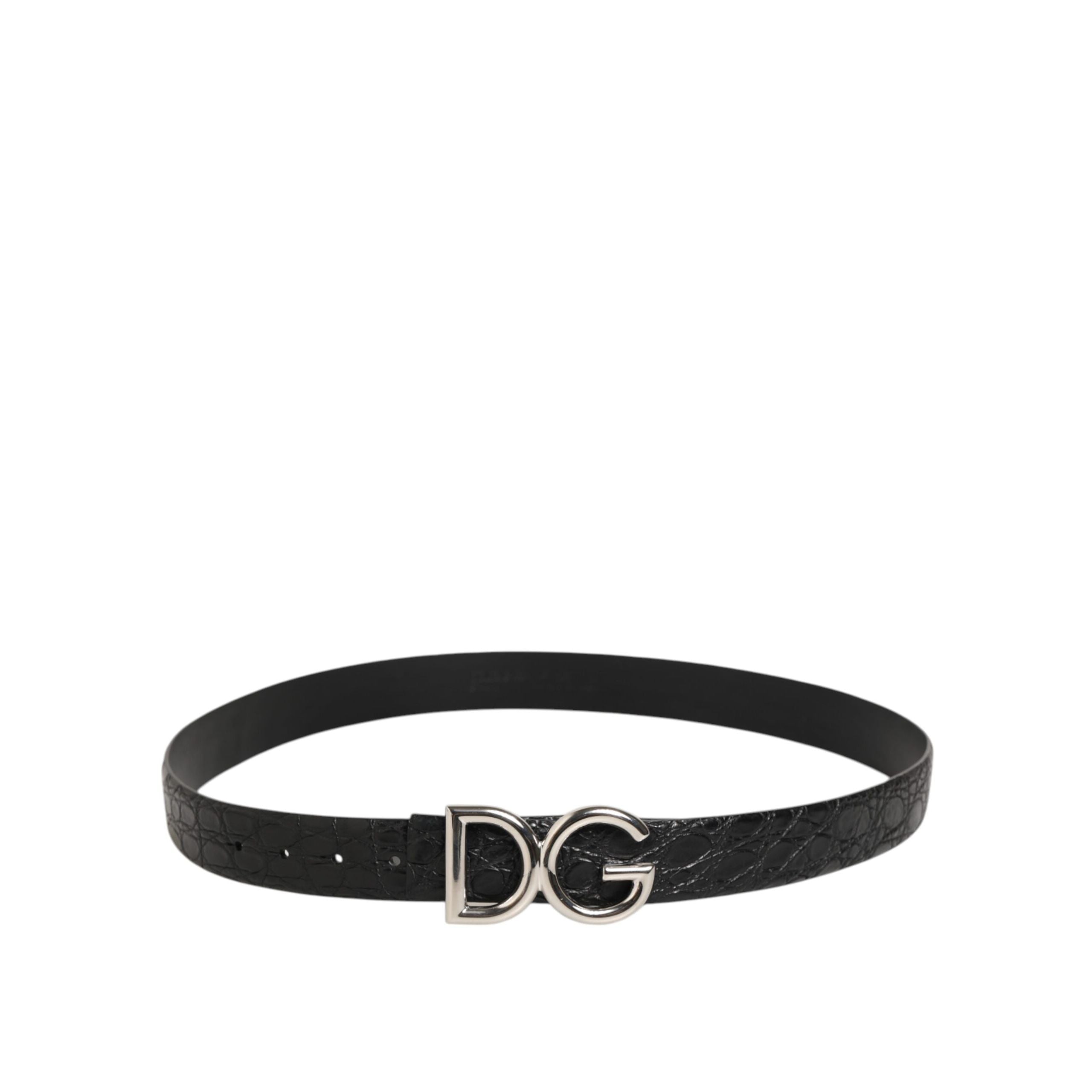 Ceinture en cuir exotique noir avec boucle logo DG Dolce & Gabbana