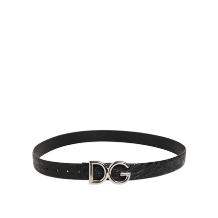 Ceinture en cuir exotique noir avec boucle logo DG Dolce & Gabbana