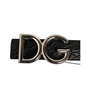 Ceinture en cuir exotique noir avec boucle logo DG Dolce & Gabbana