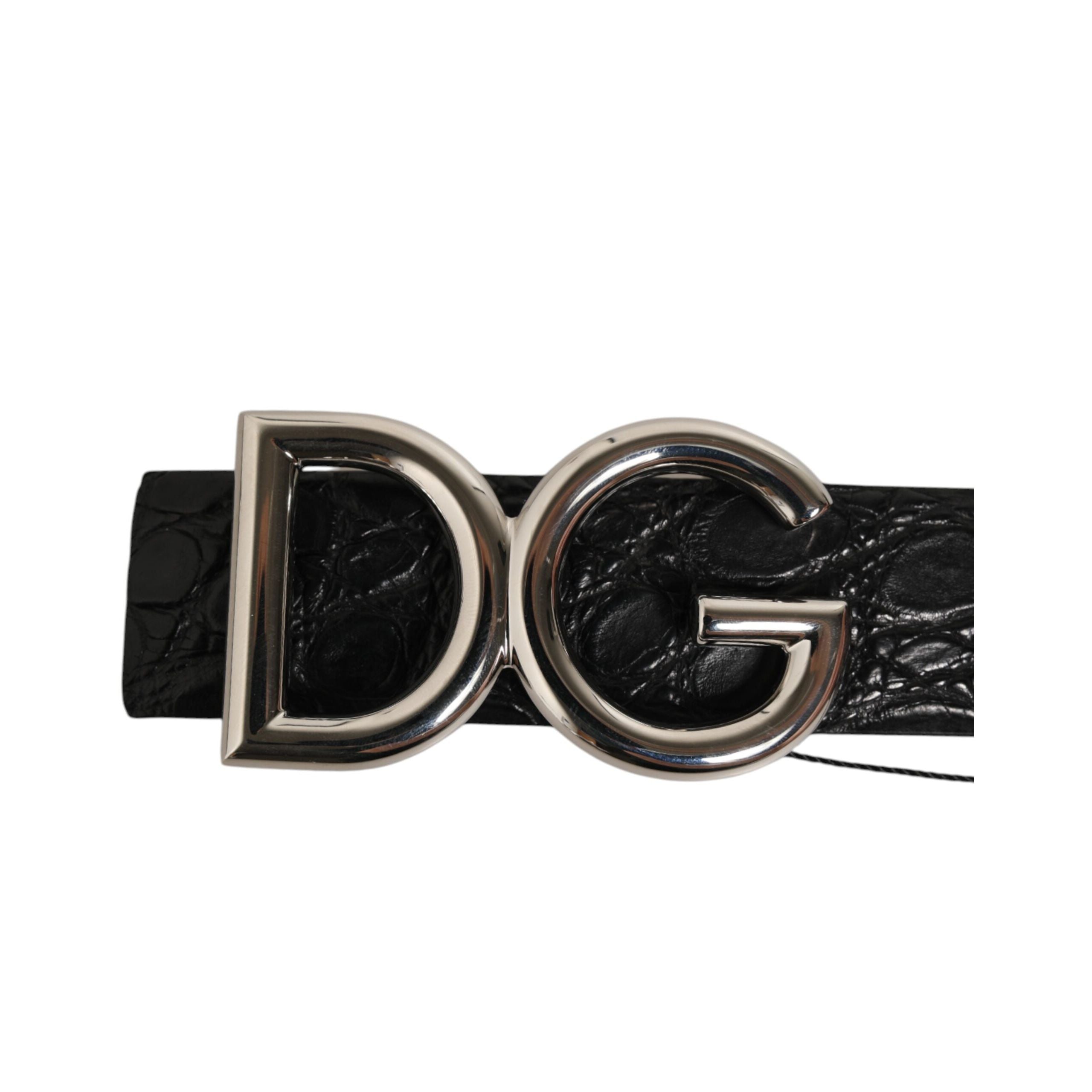 Ceinture en cuir exotique noir avec boucle logo DG Dolce & Gabbana