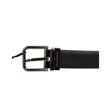Dolce & Gabbana Black Leather Studded Silver-Tone Buckle Belt