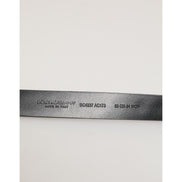 Dolce & Gabbana Black Leather Studded Silver-Tone Buckle Belt