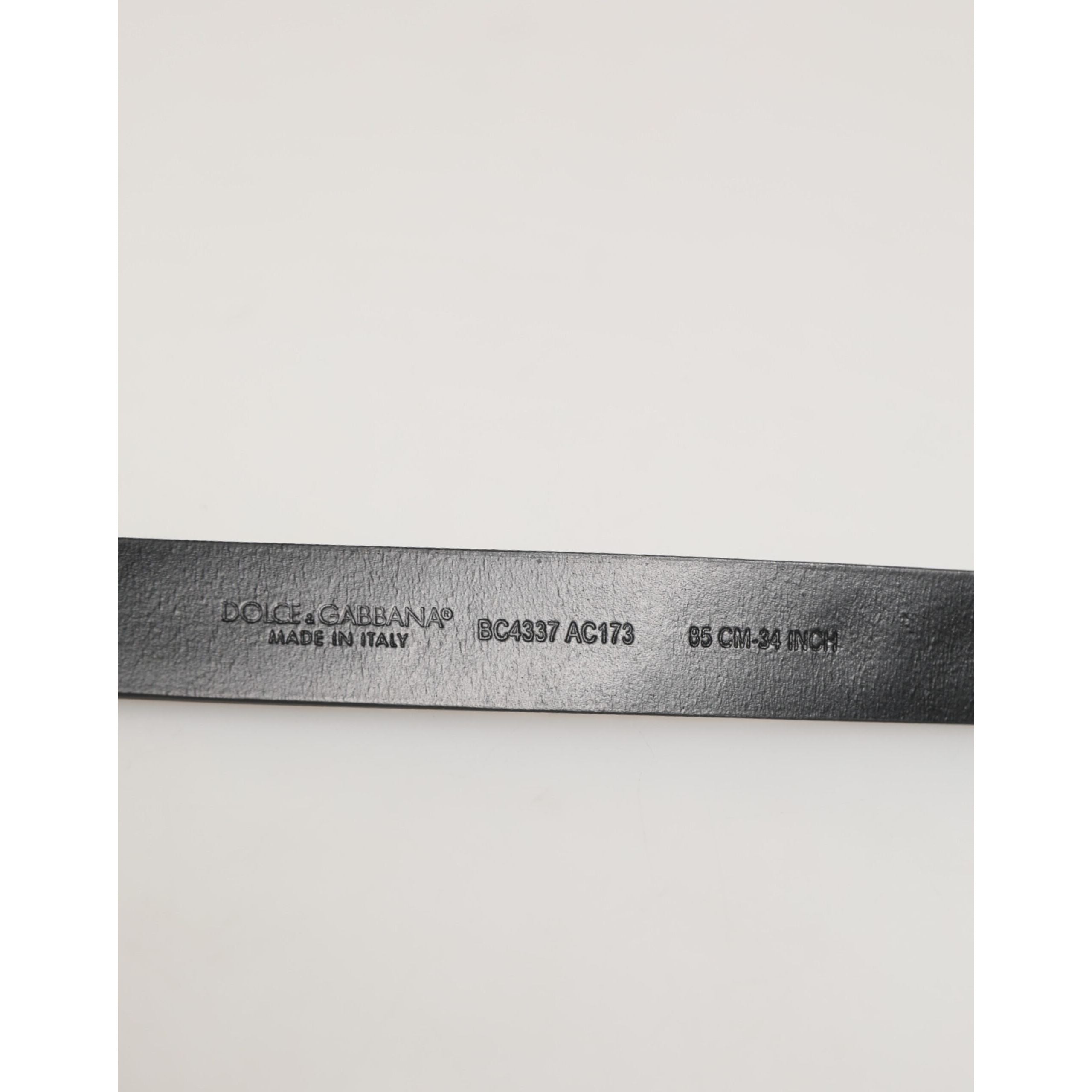 Dolce & Gabbana Black Leather Studded Silver-Tone Buckle Belt