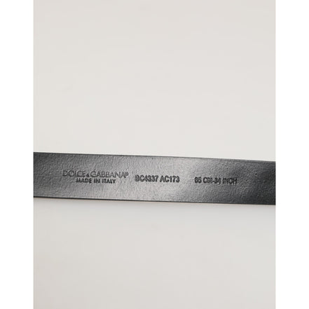 Dolce & Gabbana Black Leather Studded Silver-Tone Buckle Belt