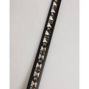 Dolce & Gabbana Black Leather Studded Silver-Tone Buckle Belt